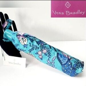 Vera Bradley Peacock Garden Factory Style Umbrella Auto Push Open Retired Print